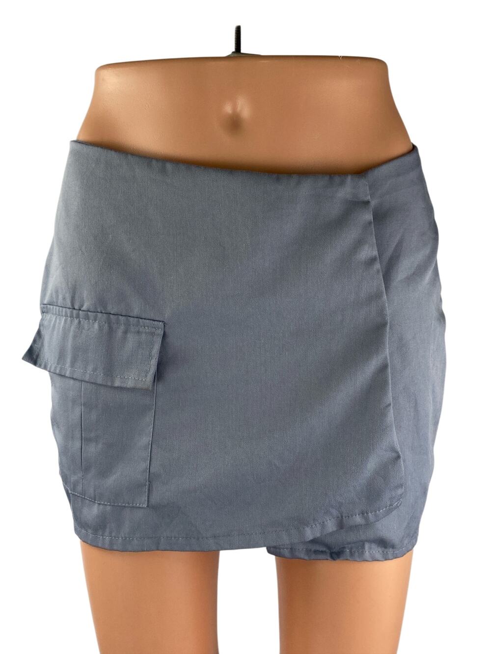 Motel Women's Gray Cargo Pocket High Rise Mini Athletic Utility Cargo Skirt XS
